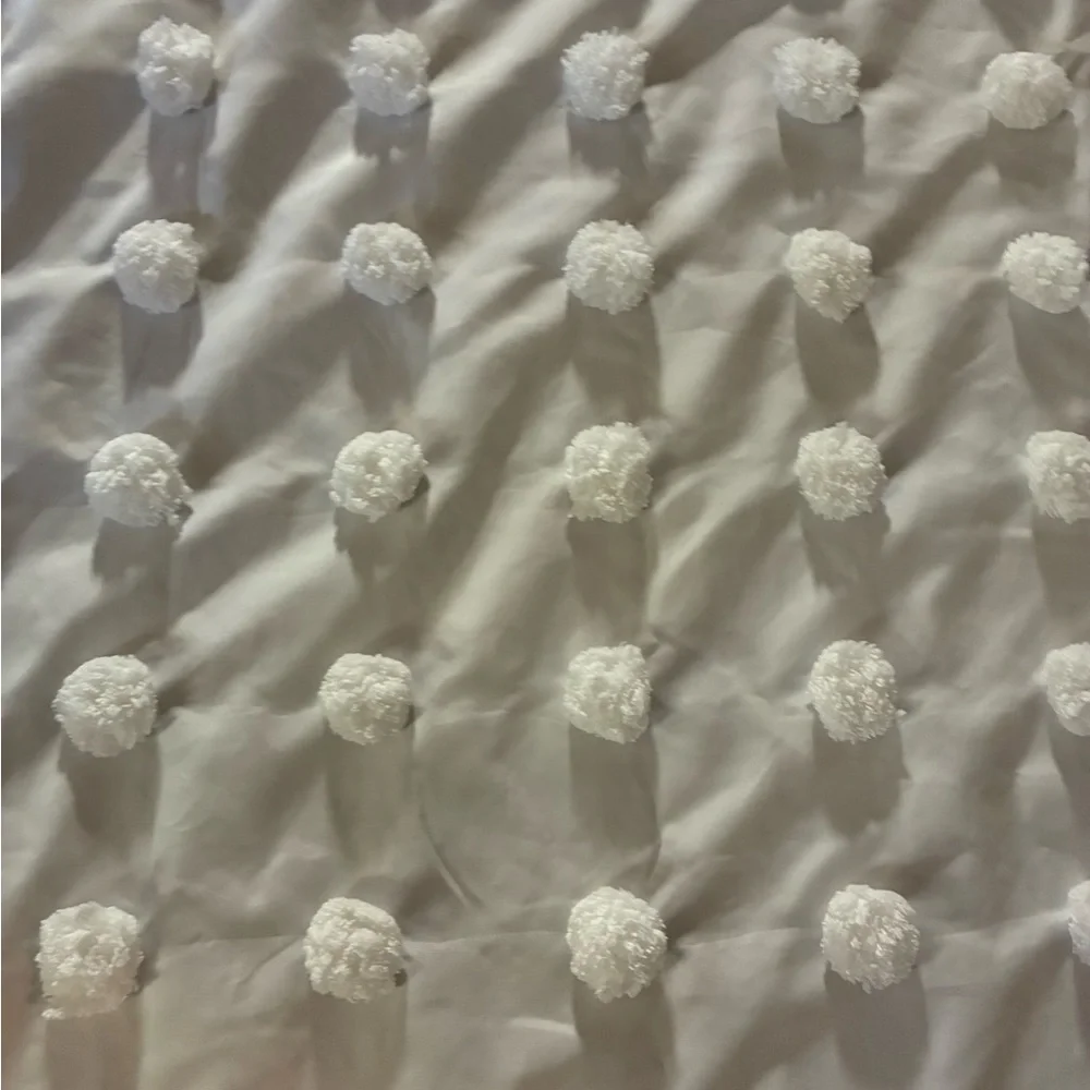 White Textured Dot Shower Curtain - Home Bath